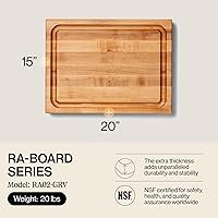 Vista 2 de John Boos RA-Board Series Rectangular Wooden Maple Deluxe Barbecue Cutting Board 20”x15” – 2.25” Thick, 20-lb Reversible Butcher Block with Juice