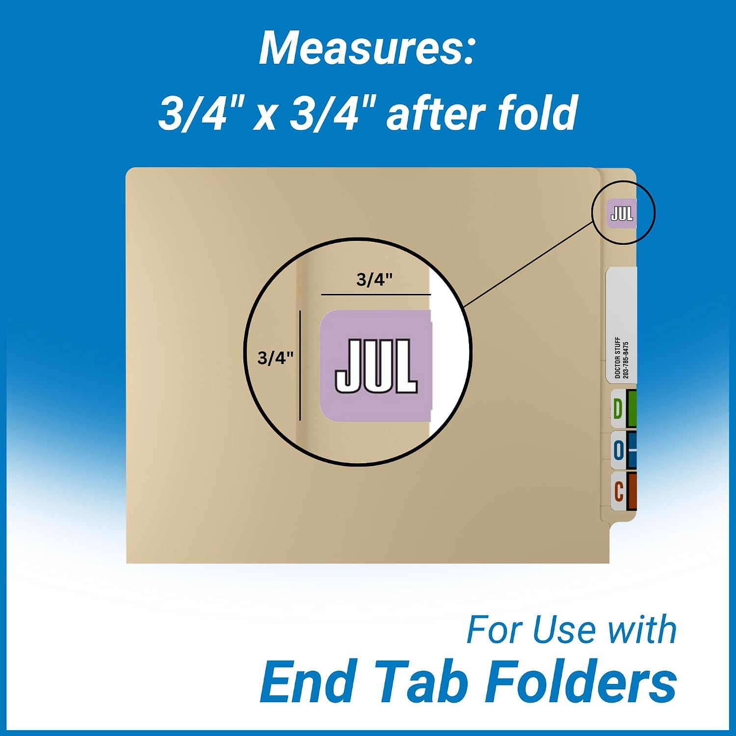 Doctor Stuff - File Folder Month Labels, July, Sycom End Tab Match - SYET Series Stickers, Lavender, 3/4" x 1-1/2", 252/Pack