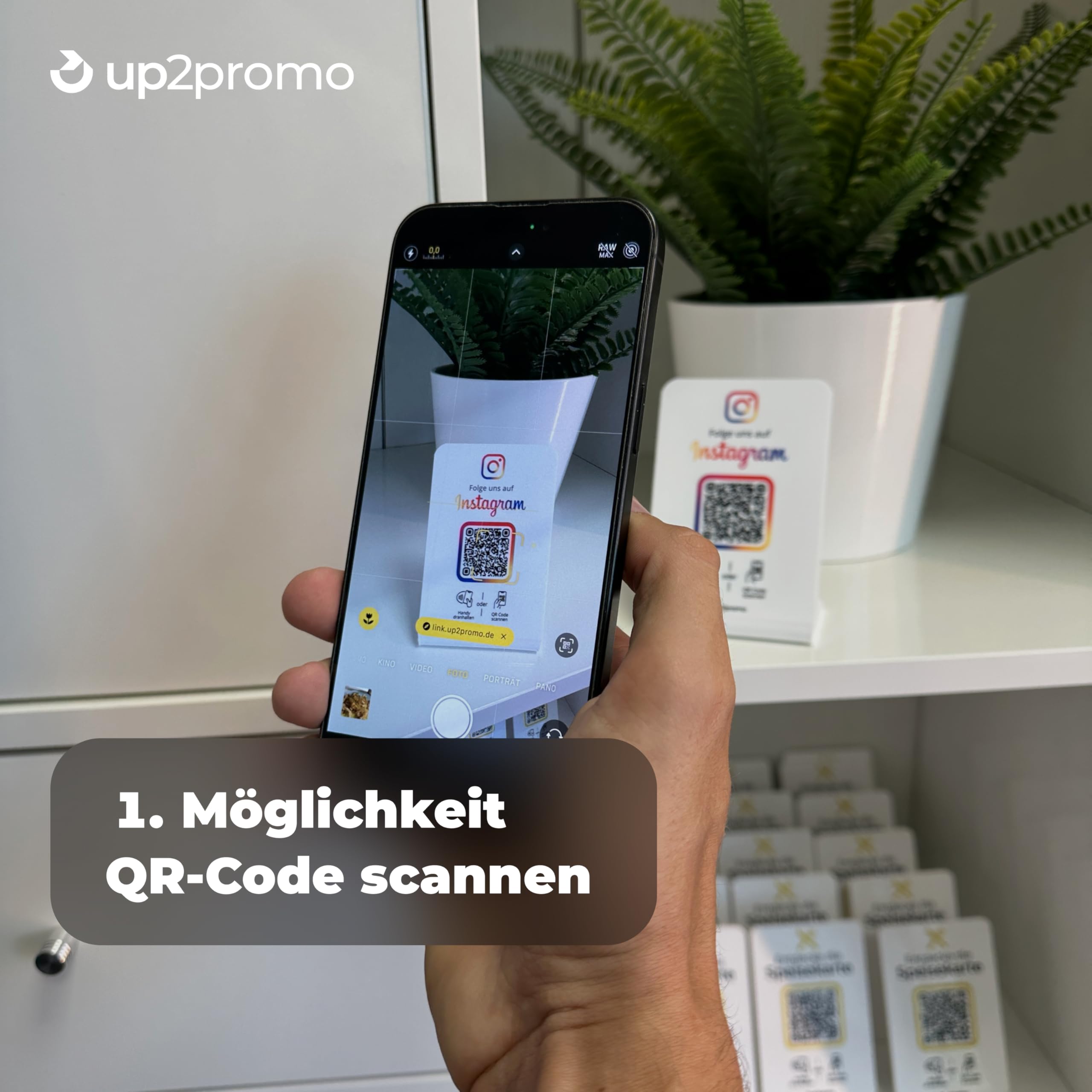 NFC & QR Aufsteller/Display/Schild für Instagram (schwarz)