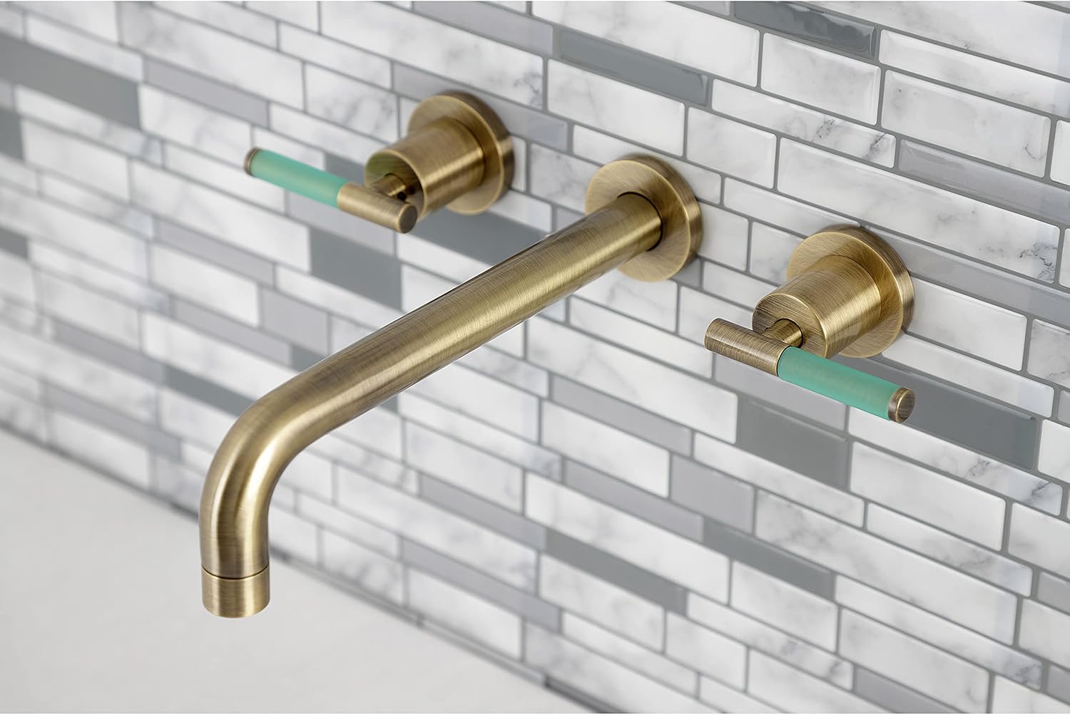 Kingston Brass KS8023CKL Kaiser 2-Handle Wall-Mount Roman Tub Faucet, Antique Brass