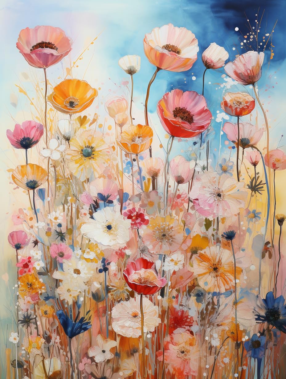 Kaliosy 5D Diamond Art Kits for Adults Flower by Number Kits, Diamond Painting Art Daisy DIY Full Drill Crystal Craft Cross Stitch Embroidery Decoration (12x16 inch)