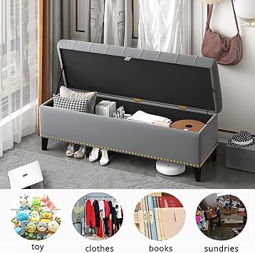 Velvet Storage Bench,Luxurious Storage Bench End of Bed Bench,Buttons Upholstered Bench with Storage,Modern Storage Benches Bedroom Bench Storage Chest-Light Green 80x40x45cm(31x16x18inch)