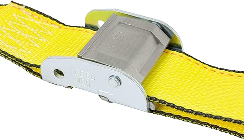 Miniatura 3 de Mytee Products Correas de hebilla de leva E Track de 2 pulgadas x 12 pies con resorte E-Fittings, 2500 libras - Correas amarillas resistentes para