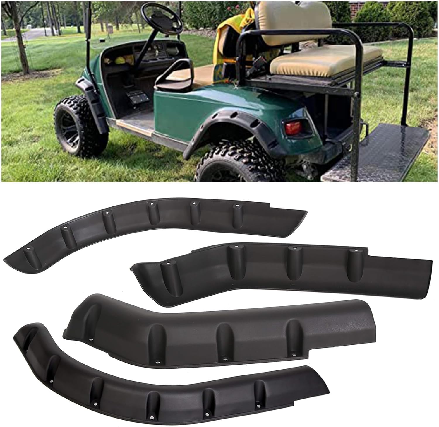 HECASA 4pcs Front and Rear Standard Fender Flares Compatible with 1994-2013 Golf Cart EZGO TXT Model
