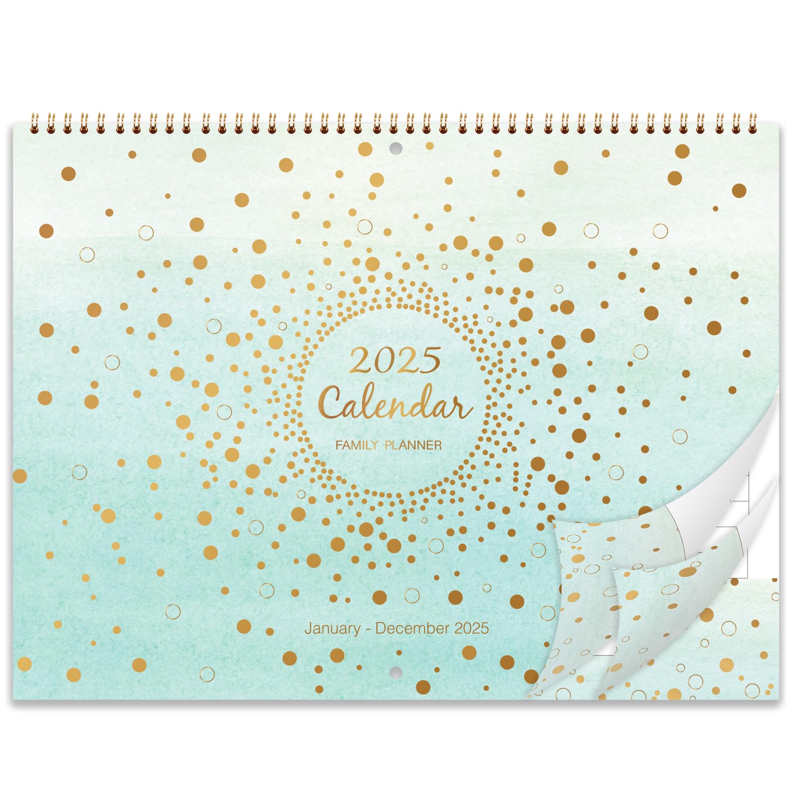 Calendrier Mural Familial 2025 Burde - 12 Mois, 5 Colonnes - Planificateur Rose - 22x43cm