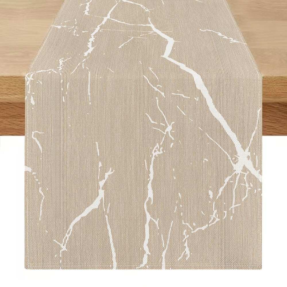 Tafelloper modern grijs groen marmer gouden textuur abstracte kunst kleurrijke loper tafel linnen wasbaar seizoensgebonden keuken tafel decoratie voor eetkamer keuken tafel slaapkamer 40 x 100 cm
