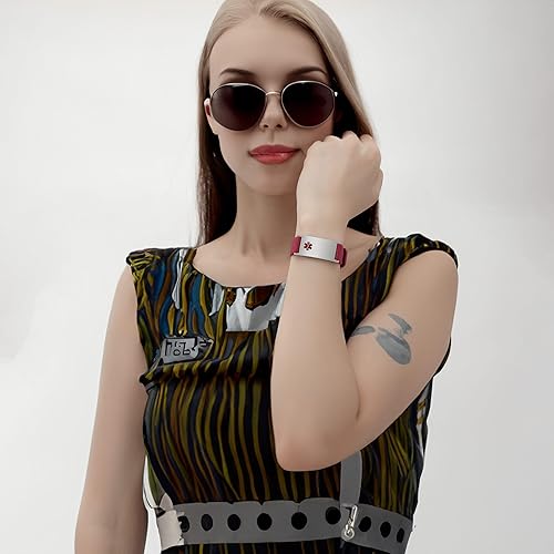 Miniatura 6 de LinnaLove Pulsera de alerta médica personalizada para hombres y mujeres, pulseras deportivas de acero inoxidable para identificación médica,