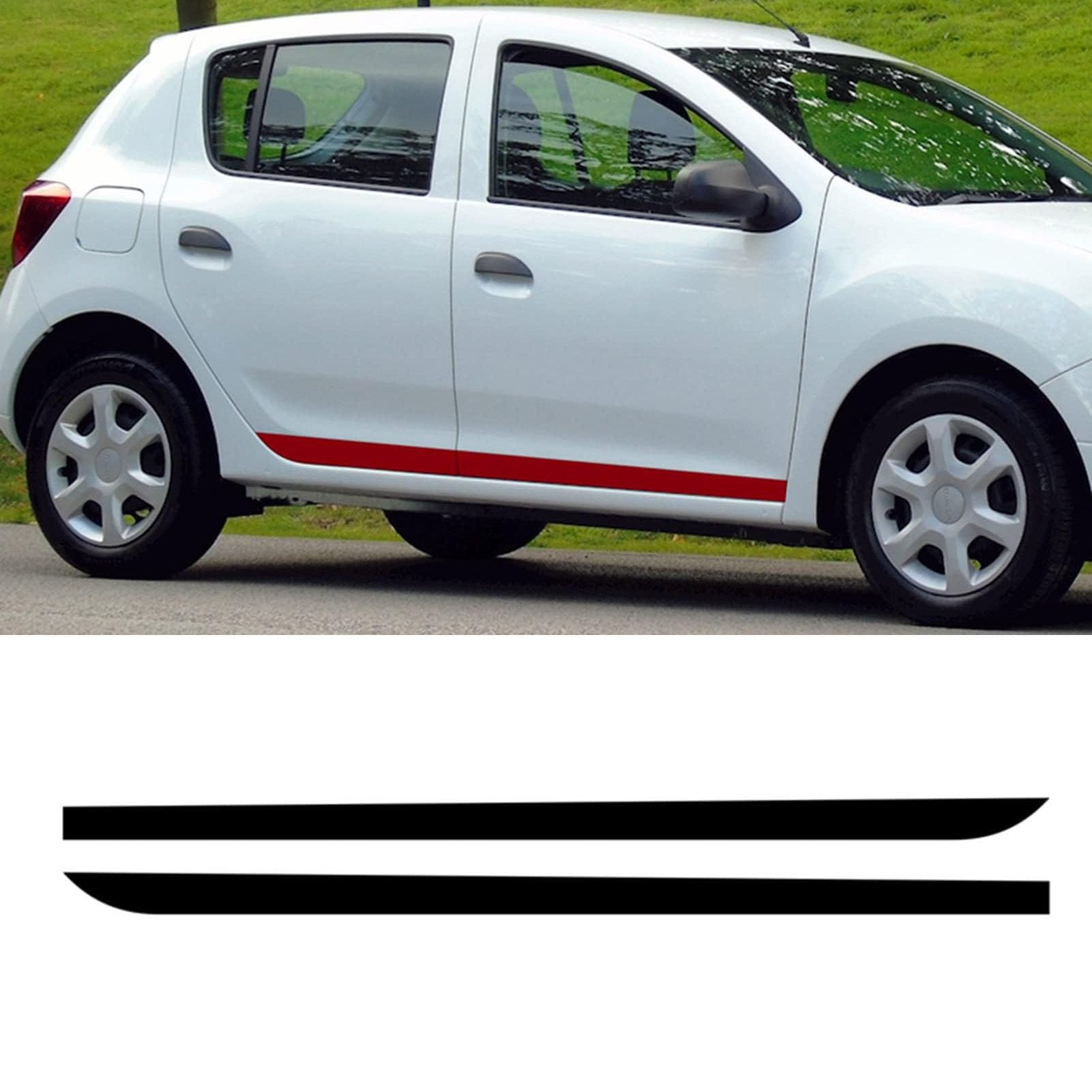 UNCLE LIAO Car Side Skirt For Dacia Sandero Auto Car Door Sticker Side Step Skirt.,Red