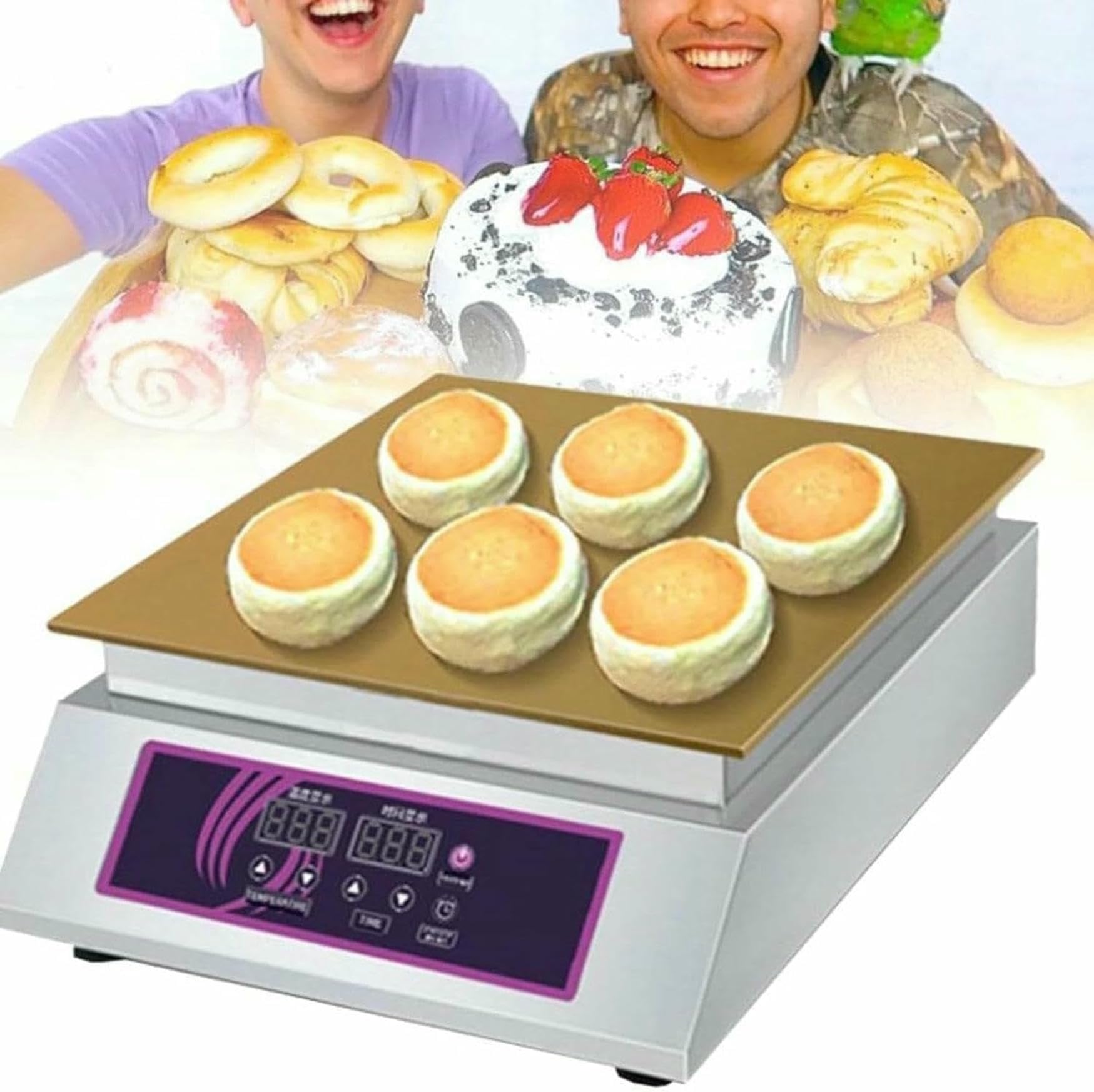 Macchina per soufflé e pancake, elettrodomestico antiaderente per crêpes, temperatura regolabile da 60 a 240 °C, apparecchio di cottura di qualità professionale, testa singola,Singlehead
