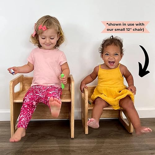 Miniatura 9 de Montessori Mesa y silla de destete (15 pulgadas), silla de madera maciza para niños pequeños, silla cúbica para niños pequeños, madera dura, muebles