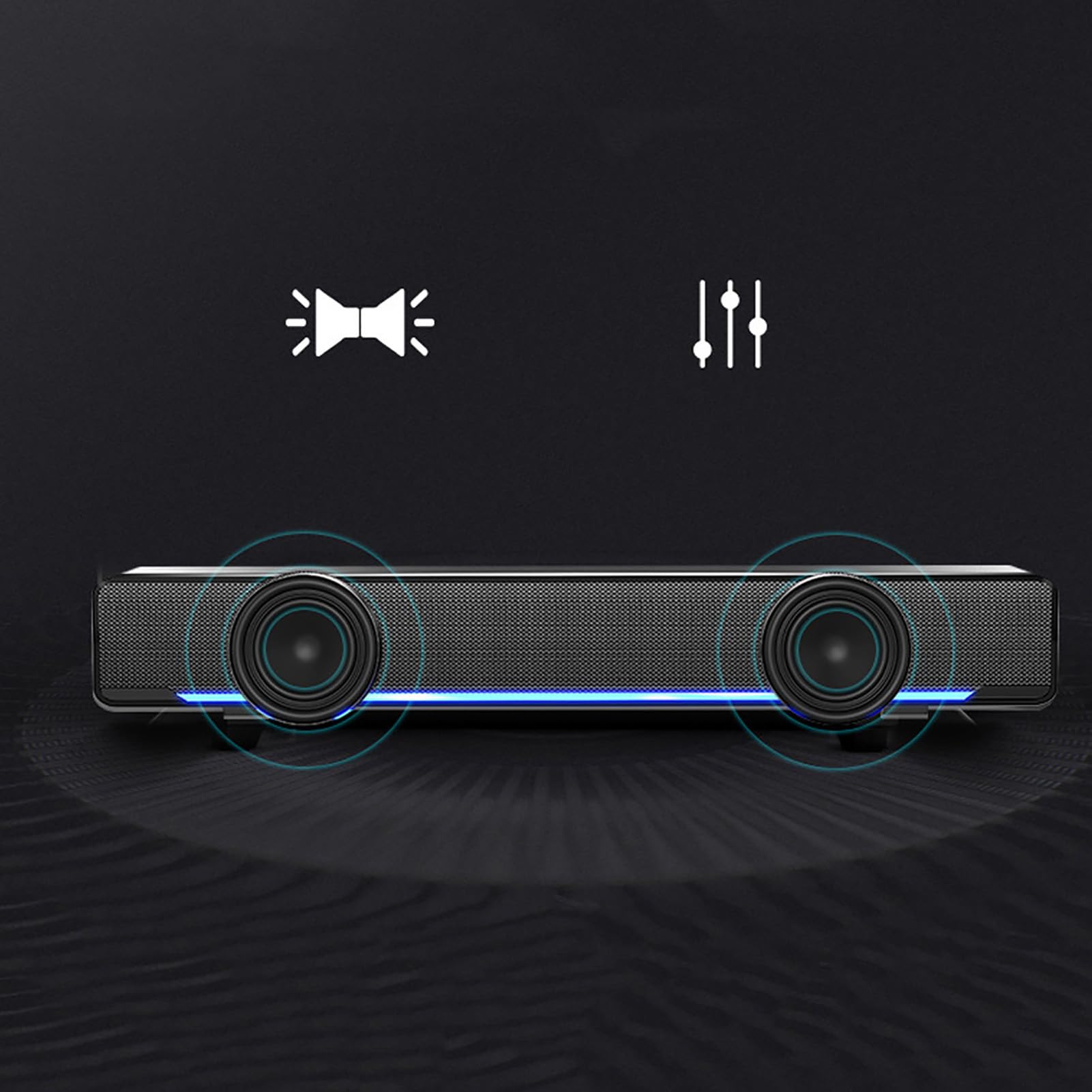 Soundbar für TV Geräte, USB Lautsprecher für PC Fernsehlautsprecher mit Kabel Wired Stereo Musikboxen Soundbox Sound, für Desktop Laptop Tablet 3,5 mm Eingang (Black)