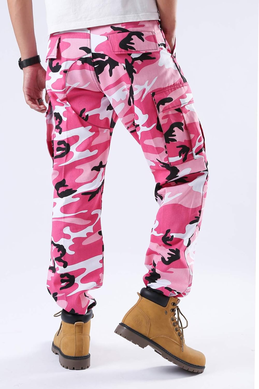 BACKBONE Men's Camouflage Cargo Pants, Street Style Multi‑Pocket BDU Trousers