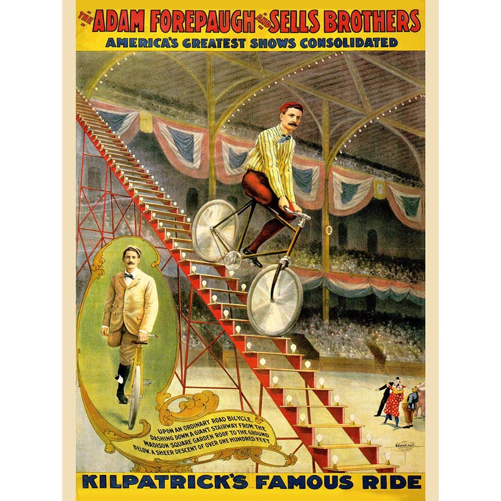 Wee Blue Coo Advert Circus Forepaugh Sells Kilpatrick Bicycle Art Print Poster Wall Decor 12X16 Inch