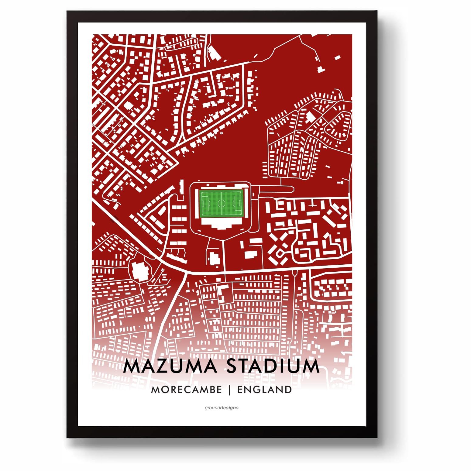 GroundDesigns MORECAMBE FC Football Gift MAZUMA STADIUM Art Map Unframed A3 Print