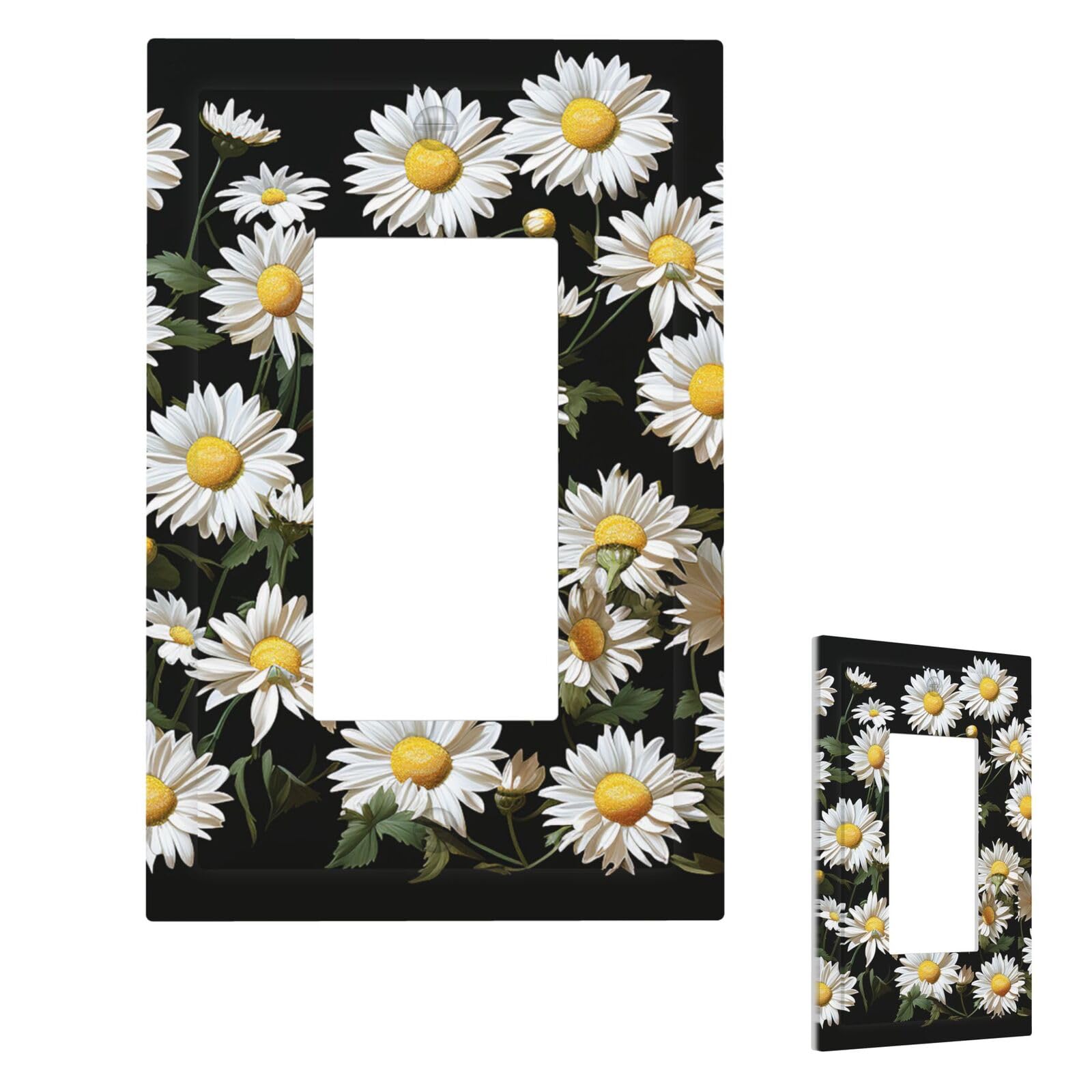 Fekiloot 1 Gang Daisy Wall Plate Cover Modern Decorative Light Switch Cover Unbreakable Receptacle Outlet Covers For Living Room Bedroom Home Decor
