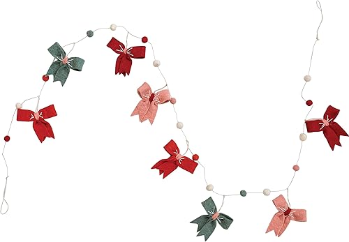 Miniatura 2 de Creative Co-Op Bola de fieltro de lana hecha a mano y guirnalda de lazo, multicolor, multicolor