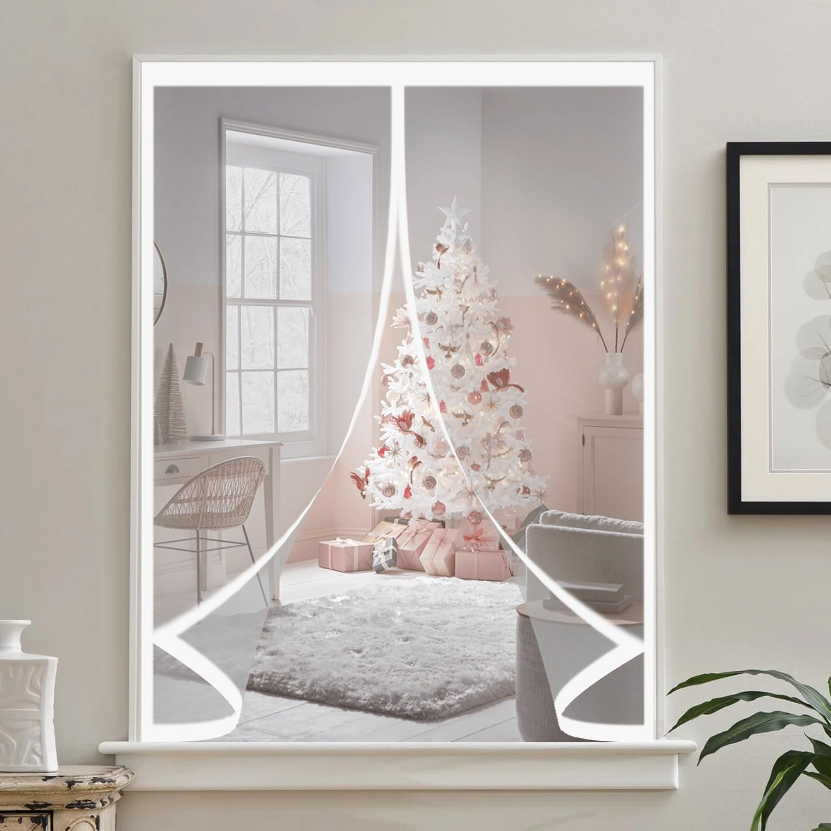 Rideau Magnétique d'Hiver 126x160 cm Isolant Thermique Économe pour Porte et Fenêtre