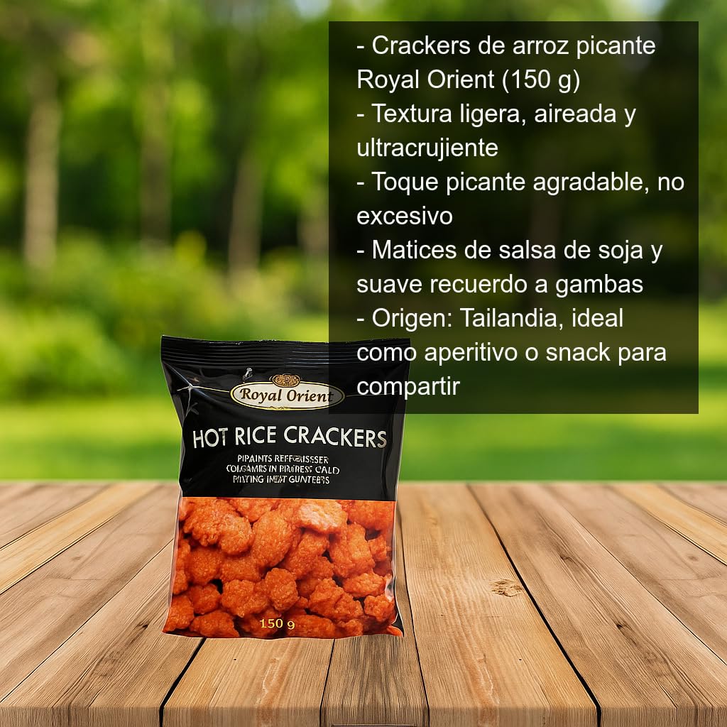 Galletitas de arroz picantes ultracrujientes 150 g Pack 2 bolsas Snack asiático tailandés