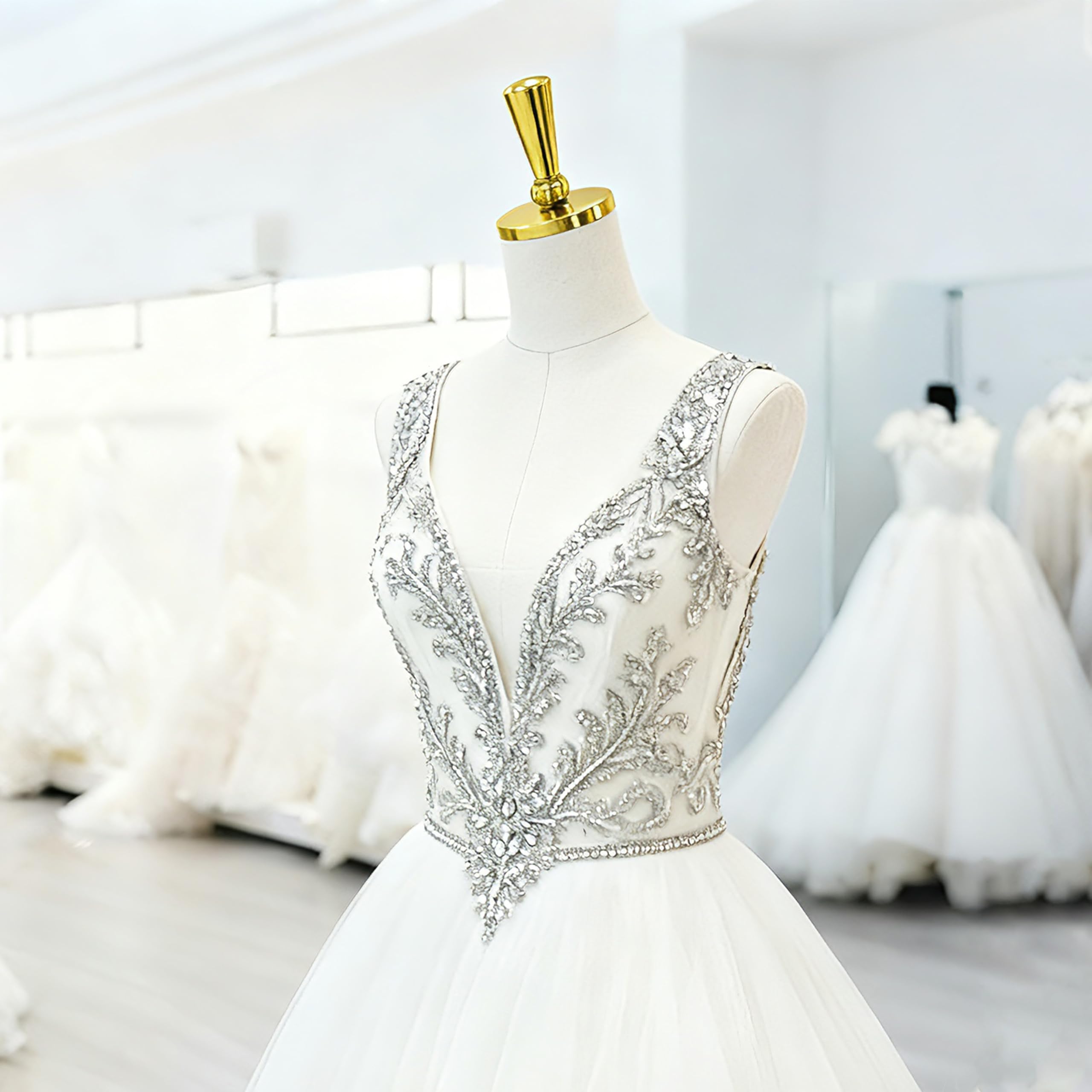 Mannequin Torso for Women, 53"-73" Height Adjustable Dress Form Sewing Mannequin with Golden Metal Stand, Beige