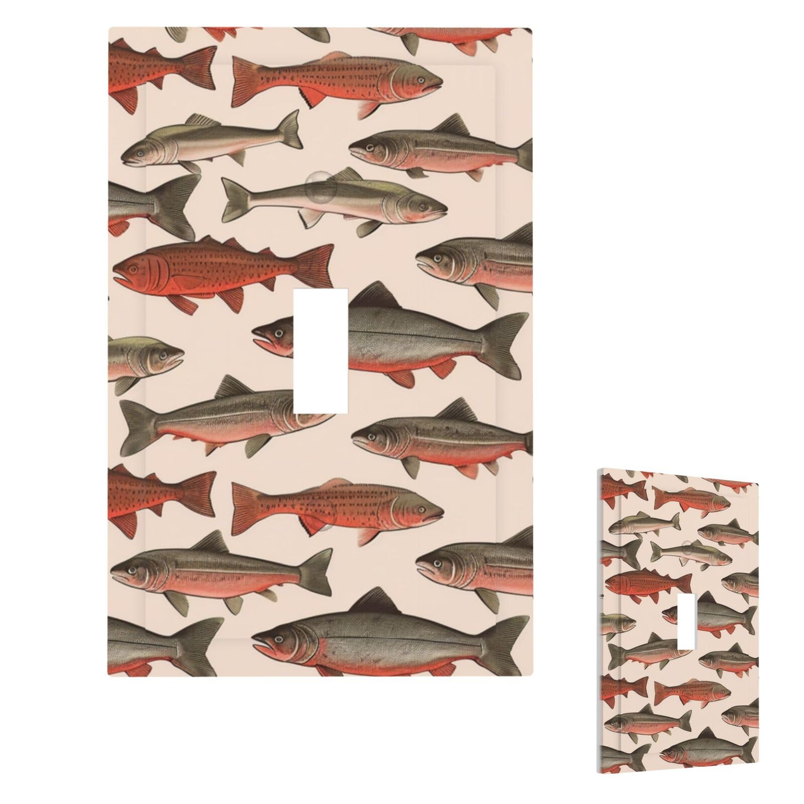 Fekiloot Single Toggle Salmon Wall Plate Cover Modern Decorative 1 Gang Light Switch Cover Unbreakable Receptacle Outlet Covers For Living Room Bedroom Home Decor