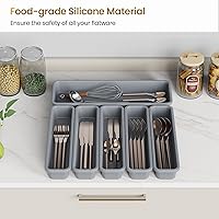 Vista 2 de 6 Pack Silicone Drawer Organizer for Kitchen, DIY Free Combination Silverware Organizer, Utensil Drawer Organizer, Moisture-proof and Heat-resistant