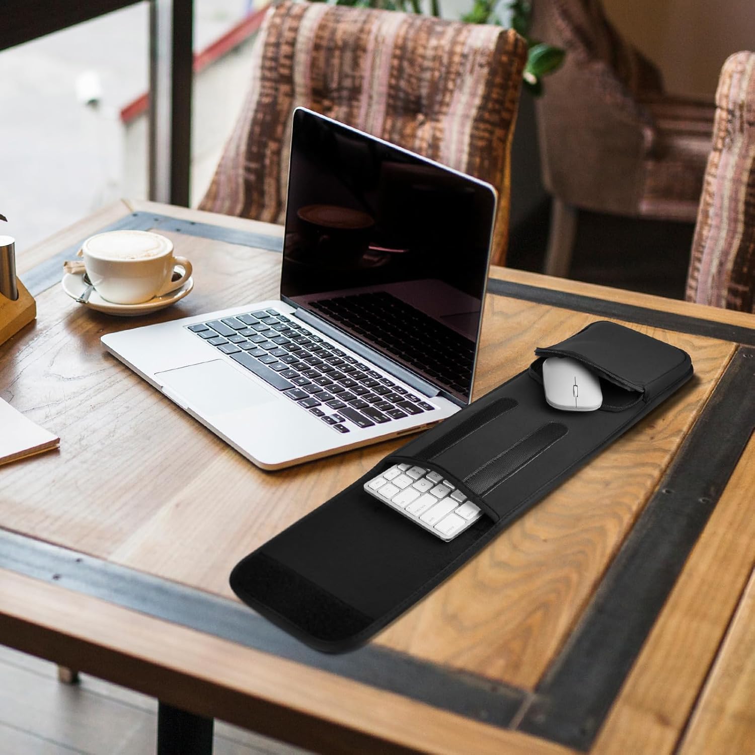 CaZLUTION Slim Neoprene Keyboard Sleeve Case for Wireless Keyboards (Fits 5.9" x 15.5" up to 5.9" x 17.7"), Protective Travel Storage with Mouse Pocket - Black - Image 8