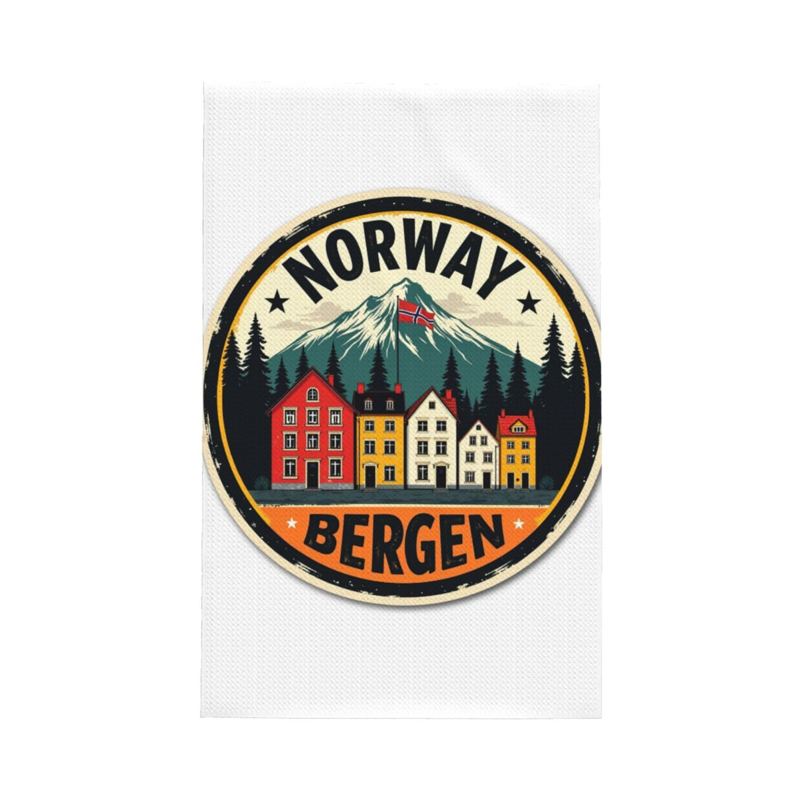 Xxahnbm Black Norway Bergen Houses Print Waffle Kitchen Towel,Absorbent Hand Towel