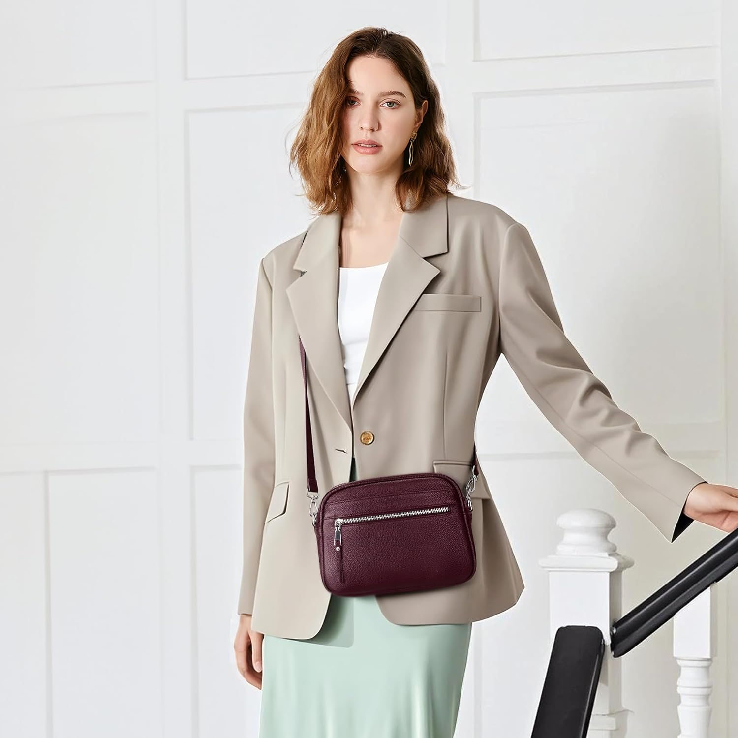 befen Genuine Leather Crossbody Bags for Women, Purses with Built in RFID Wallet Woman Camera Shoulder Bag Handbags | Genuine Leather, Built in RFID Wallet, Genuine Leather, Built in RFID Wallet - Image 2