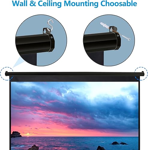 Miniatura 5 de Smartxchoices Pantalla de proyector manual HD de 80 pulgadas 169 con bloqueo automático, antiarrugas, cine en casa, oficina, montaje en pared,