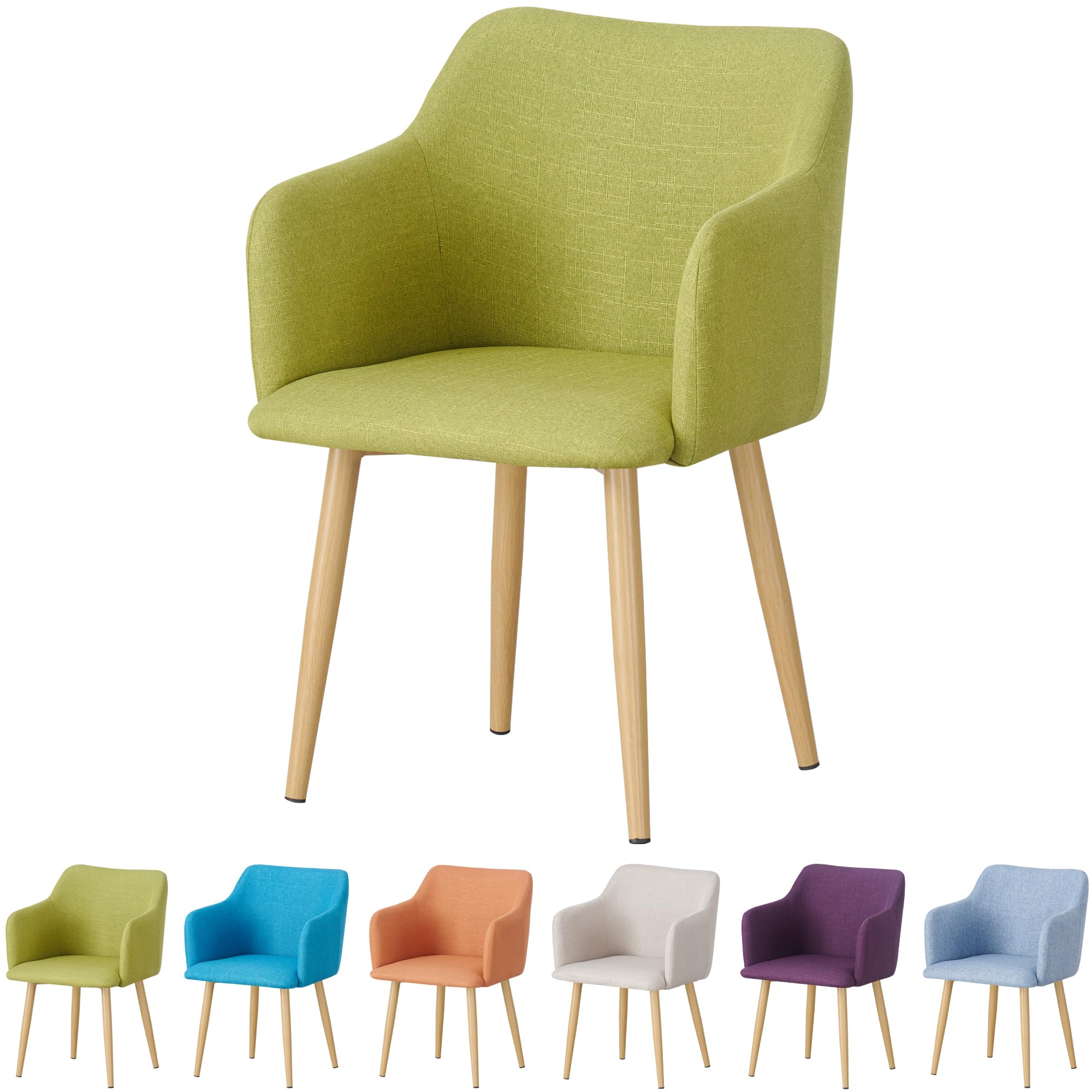MOF Vanity Chair for Dressing Table, Bedroom or Living Room – Compact Fabric Tub Armchairs with Padded Seat & Metal Legs – Upholstered Small Bedroom Chair/Reading Chairs (1, Green) — image 1