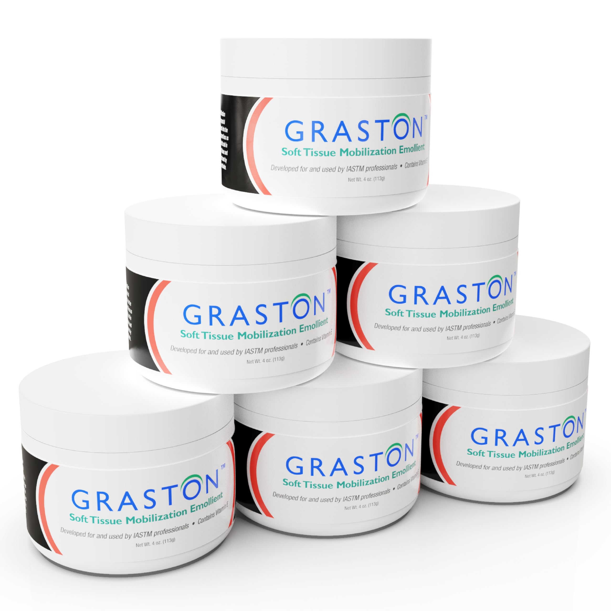 Graston Technique Vitamin E Enriched Emollient - 4oz Jar, Ideal for IASTM Lotion & Massage Therapy Cream, Perfect Vitamin E Cream for Massage and Physical Therapy, 6-Pack