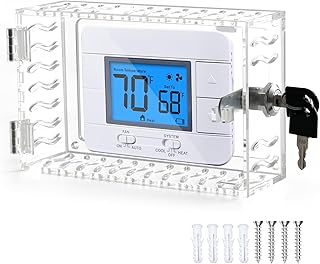 Thermostat Lock Box, VOOWO Thermostat Cover with Lock for Smart Thermostat for Home, Universal Thermostat Lock Box With Key, Clear Lock Box Thermostat guard for Ac Thermostat On Wall (Key Lock Box)
