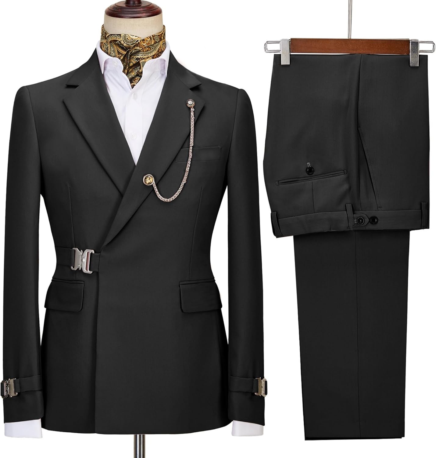 Men's 2 Piece Business Leisure Fashion Slim Suit Double Breasted Prom Tuxedo Suits Party Wedding Solid Blazer Pants