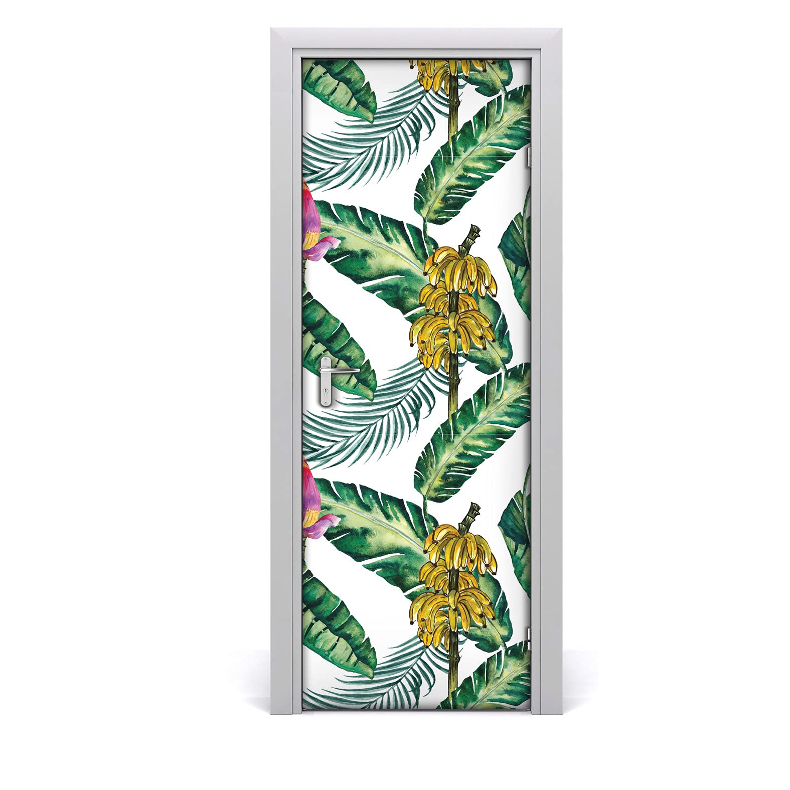 Papel pintado para puertas de hojas de plátano adhesivo decorativo de 77x200 cm