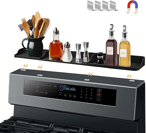 KEEGOP Estante superior para estufa, estante magnético de silicona para estufa de cocina de 30 pulgadas, estante superior magnético para estufa,
