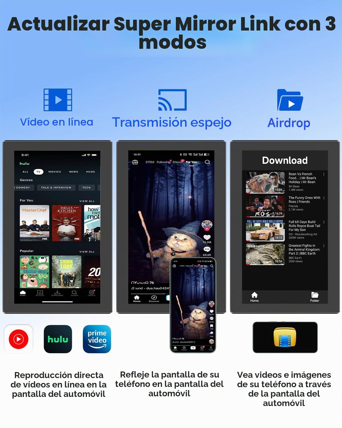 Pantalla inalámbrica CarPlay para coche Android con soporte magnético, pantalla táctil retrato/horizontal, navegación GPS, control por voz, Bluetooth, control por voz, OTA Update Car Play (CL798)