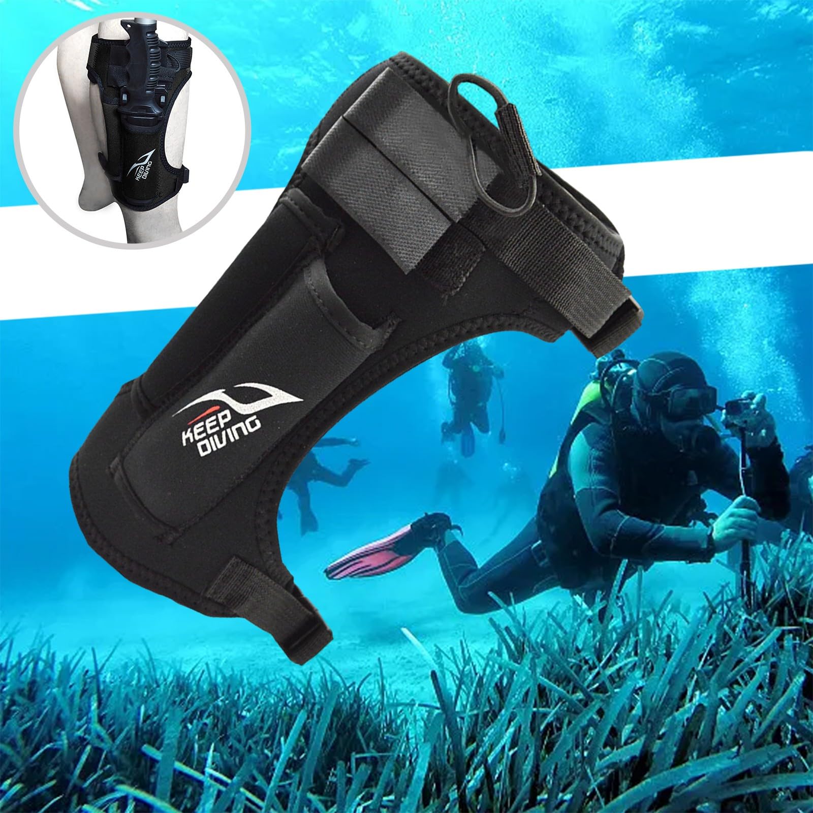 Dive Knife - 9" Scuba Diving Knife With Sheath And Leg Strap - Thigh