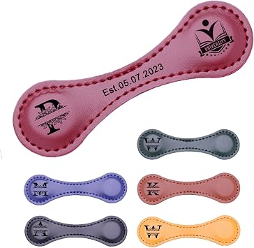 Personalized Bookmark Custom Leather Bookmark, Bookmark Clips with Engraved Monogram, Gifts for Teacher Book Lovers Bookworm - Red