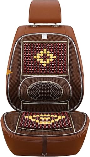 Perlas de madera de malla lumbar soporte trasero masaje cojín trasero completo cojín transpirable enfriamiento coche asiento delantero protector,