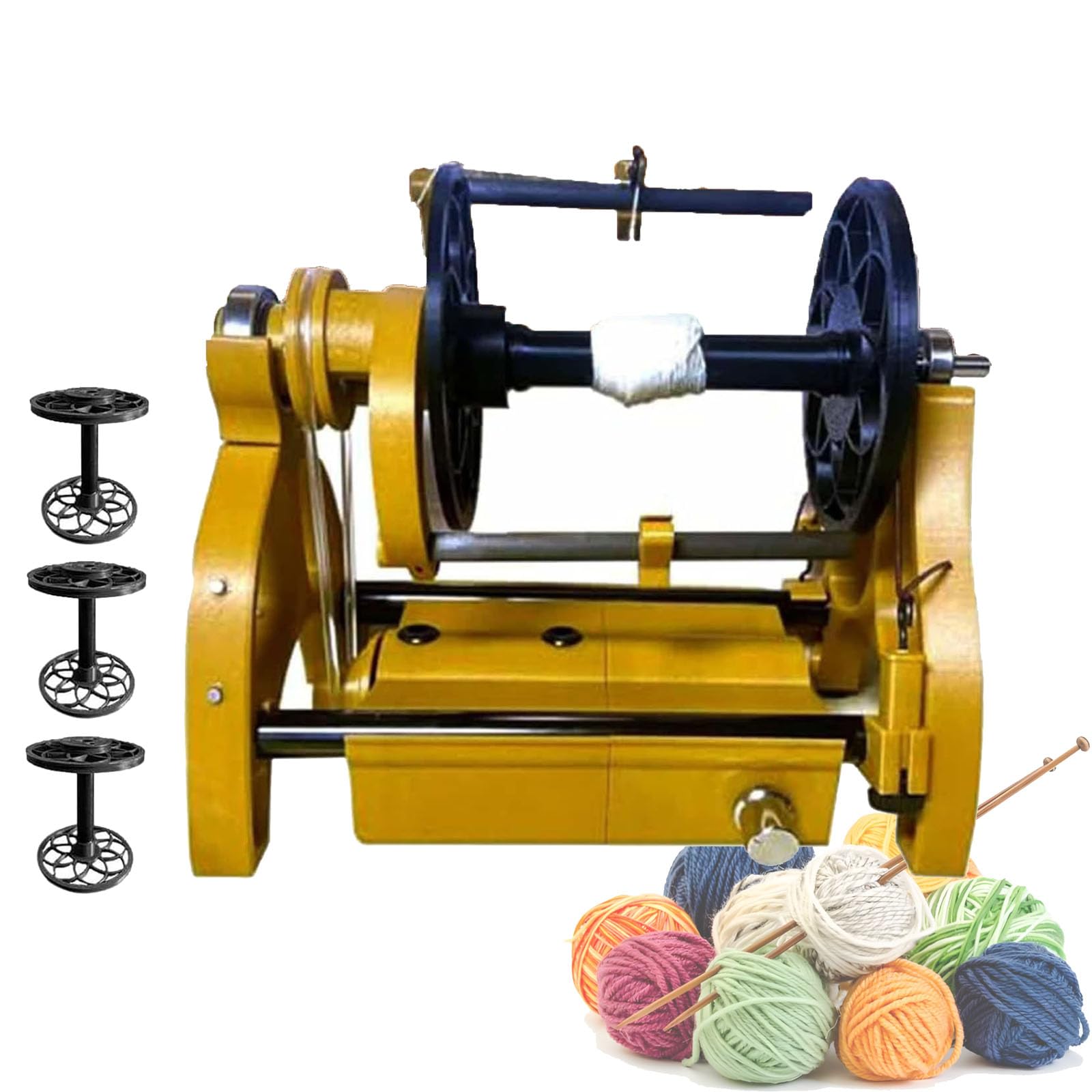 Mini Filatoio per Lana, Macchina Avvolgitrice Automatica per Filati 12V, avanti E Indietro, Filatura A Singolo O Multiplo Filo, per Tessitura E Miscelazione di Filati,Gold