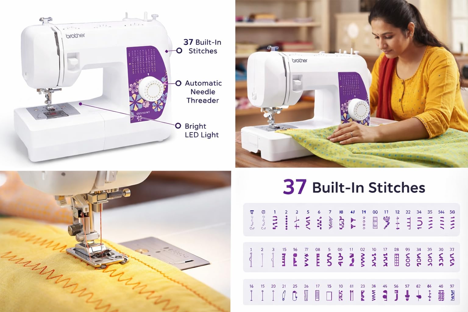 Brother GS 3750WT Sewing Machine With Extension Table — Amazon image 2