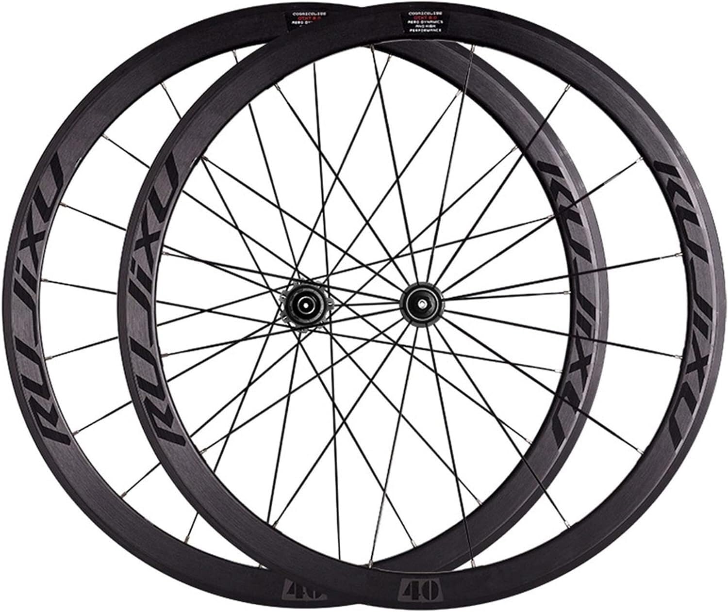 Paire de roues vélo route 700c 40mm à blocage rapide et moyeux en carbone