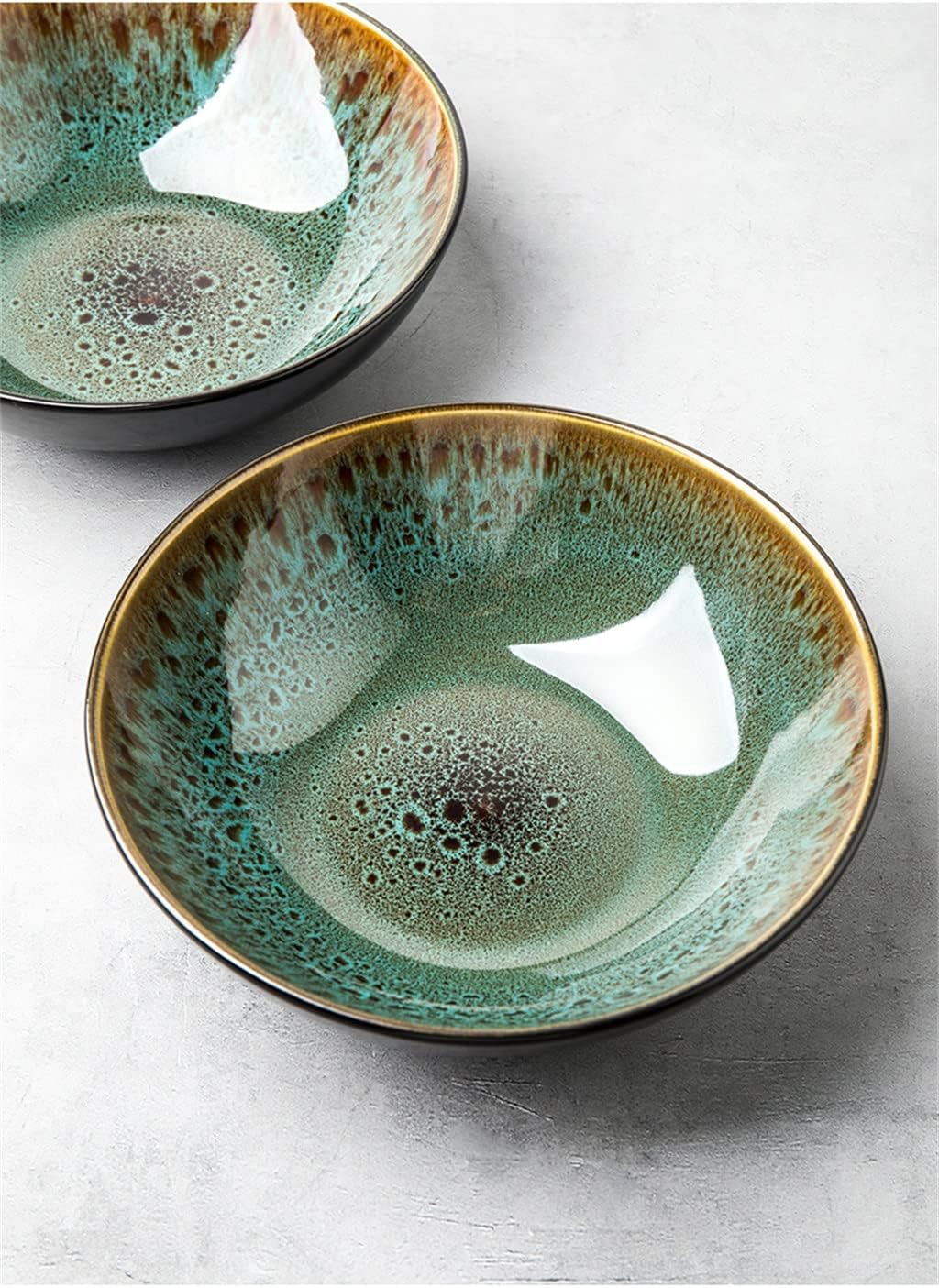 Chinese Retro Green Ceramic Bowl Large 1000ml Noodle Bowls For Salad Soup Dessert Ramen Porcelain