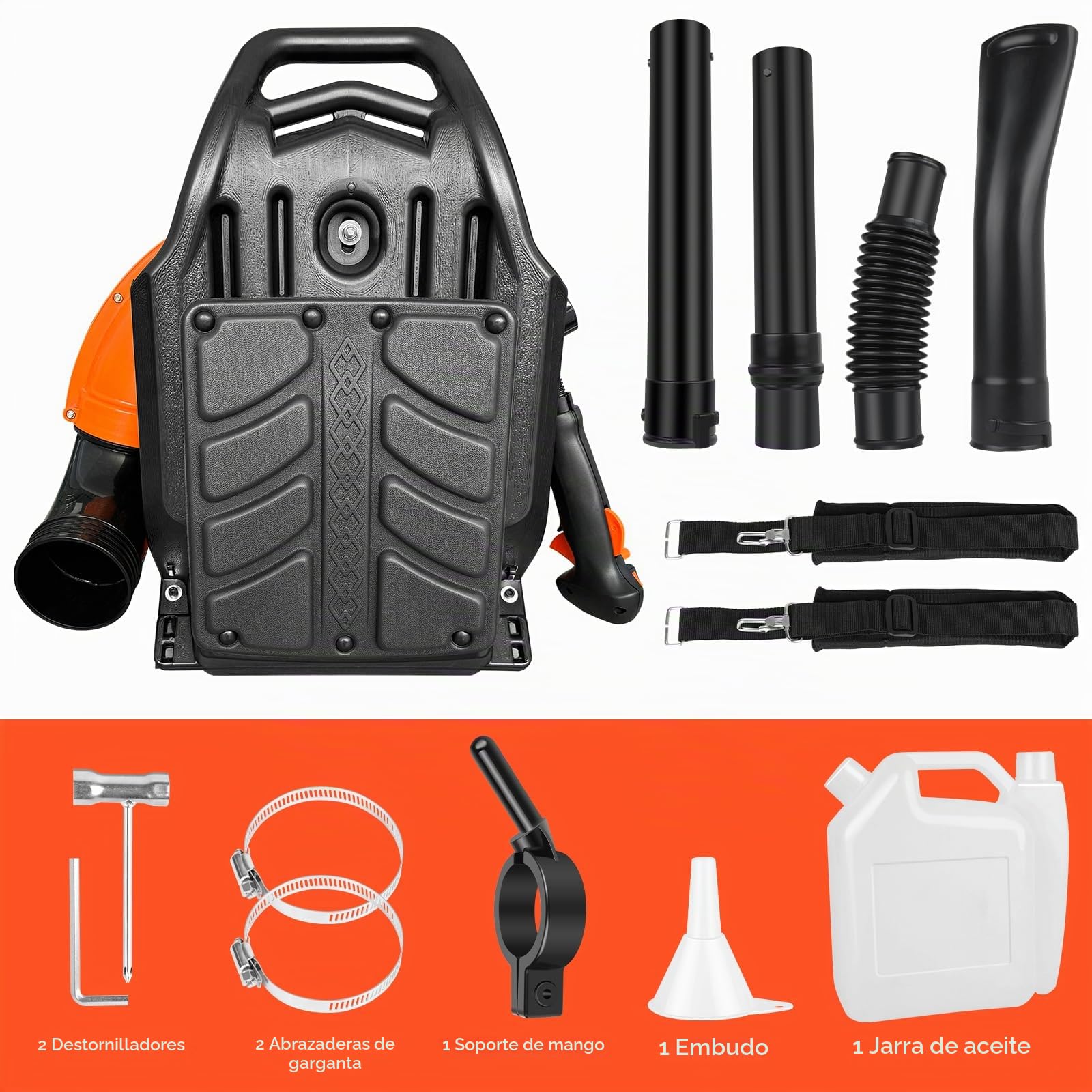 63cc Soplador de Hojas a Gasolina, Estilo Mochila, ASUNCELL Velocidad de Soplado, Soplador de Hojas a Combustible Inalámbrico para Patios, Jardines