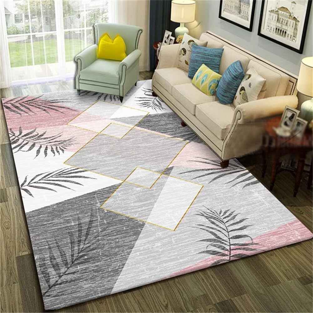 Tapis salle à manger gris et rose pour embellir votre coin repas familial