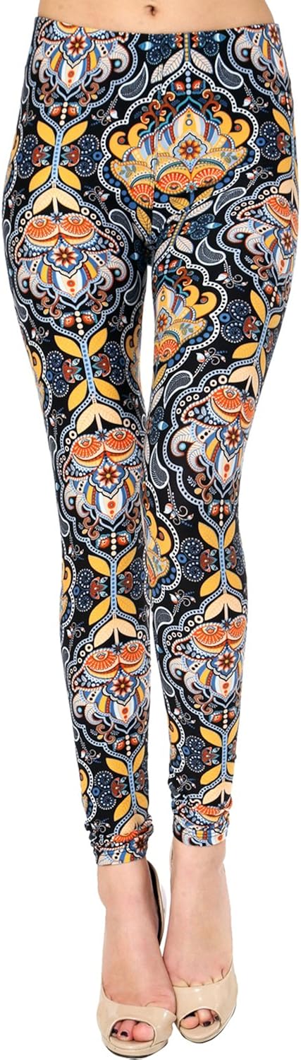VIV Collection Women's Brushed Buttery Soft High Waist Print Fashion Leggings | Capri & Full Length List 2