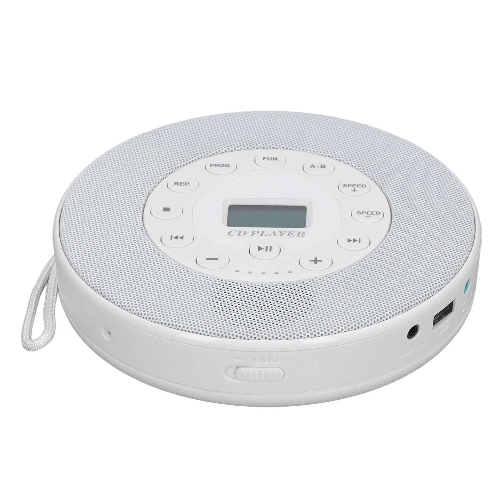 FLEXMAN CD Player Portable with Speakers, Anti Skip Memory Play Rechargeable Personal CD Player Support CD CD RW MP3 for Car Home Outdoor (White)
