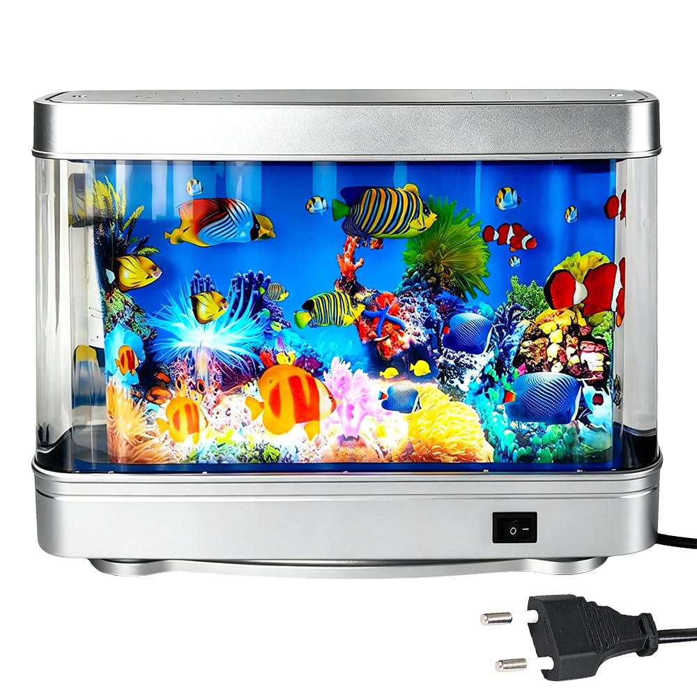 Künstliches Aquarium Lampe Lavalampe, Mini Aquarium Baby mit Sanfter, Augenschonender Beleuchtung, Leiser Energiespar Schreibtischaquarium, Gute Wahl für Geschenke Raumdekoration