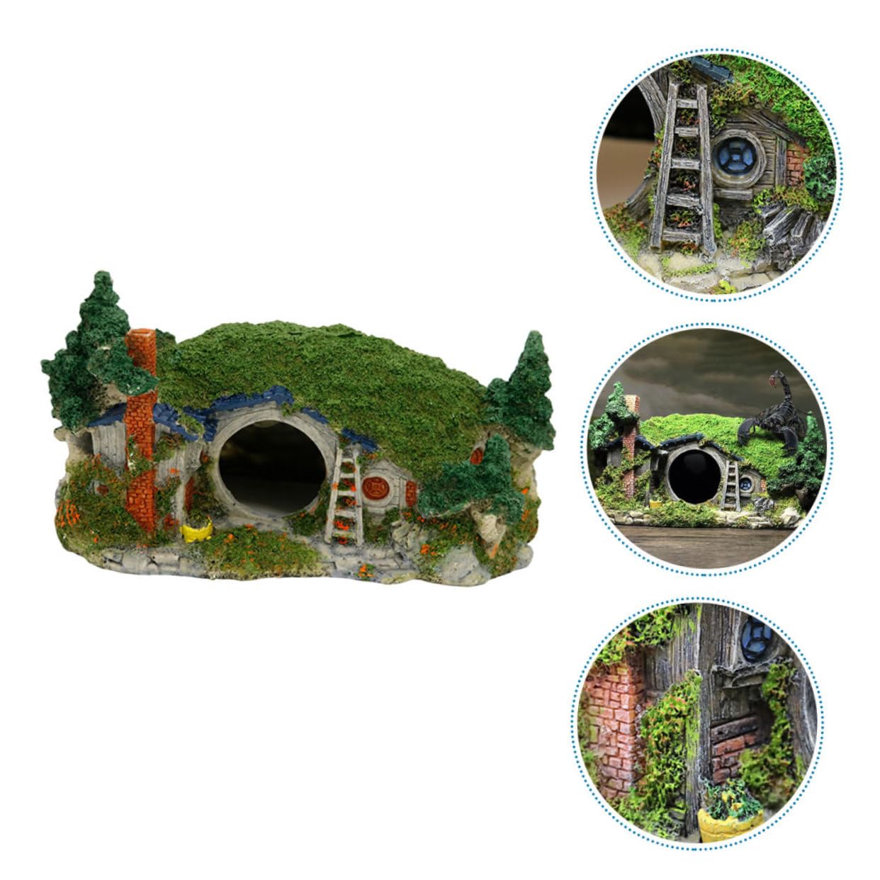 Adorno De Acuario De Resina para Decoración De Peceras Escondite para Reptiles y Gambas Casa De Diseño Creativo para Acuarios De Agua Dulce y Salada Accesorio De Paisajismo