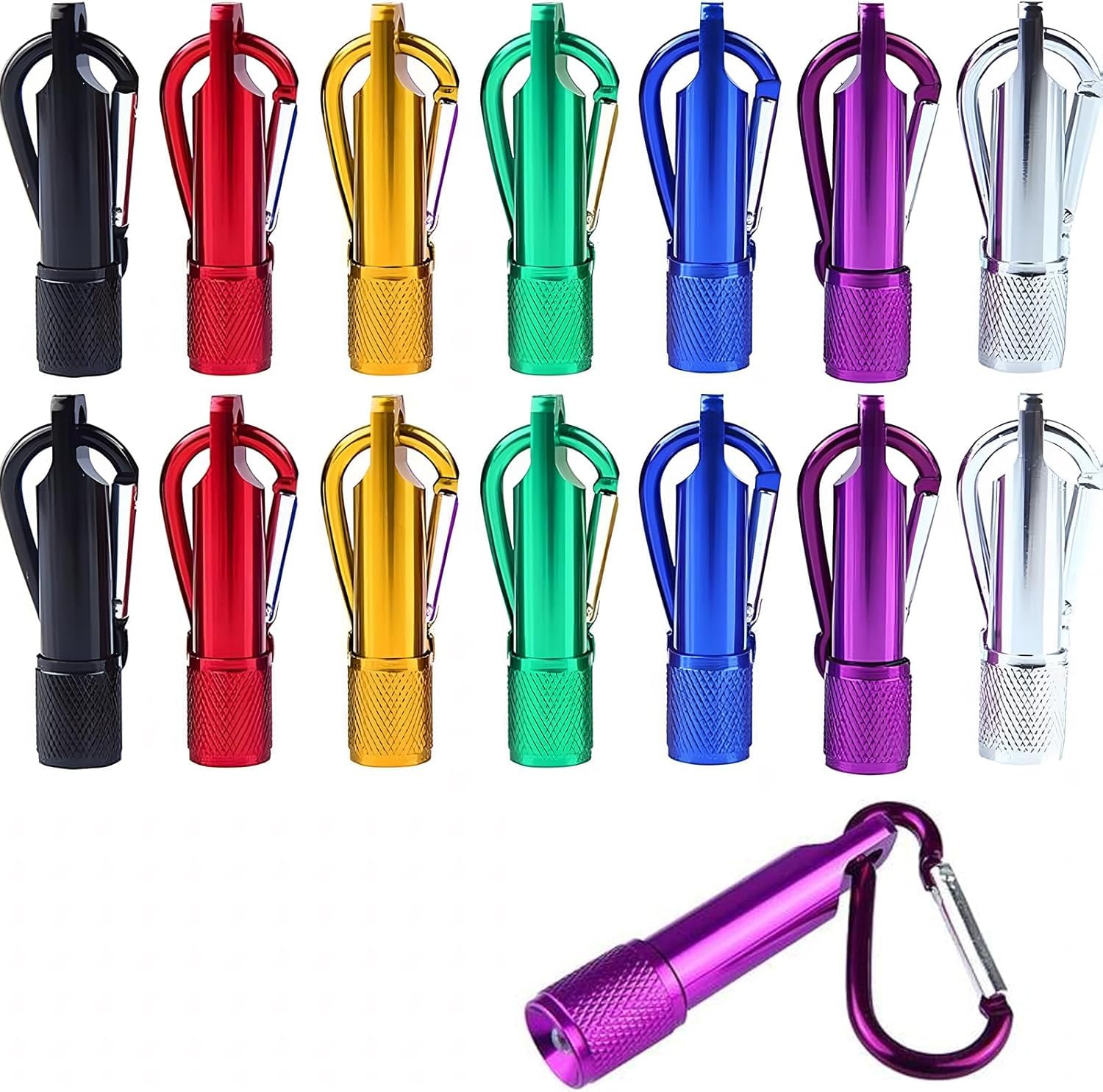 Jacmkeon Red 14Pcs Led Flashlight Mini Torch Keyring Pocket Small Torches Light With Batteries Included For Camping Hiking Traveling Cycling Outdoors (7 Colour)